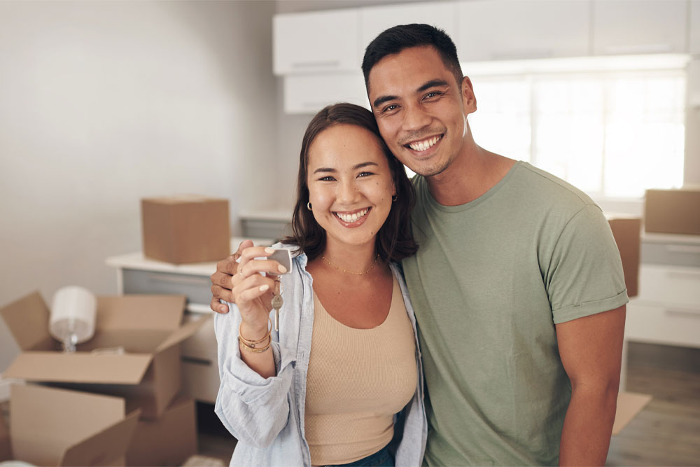 Happy Couple Moving Home